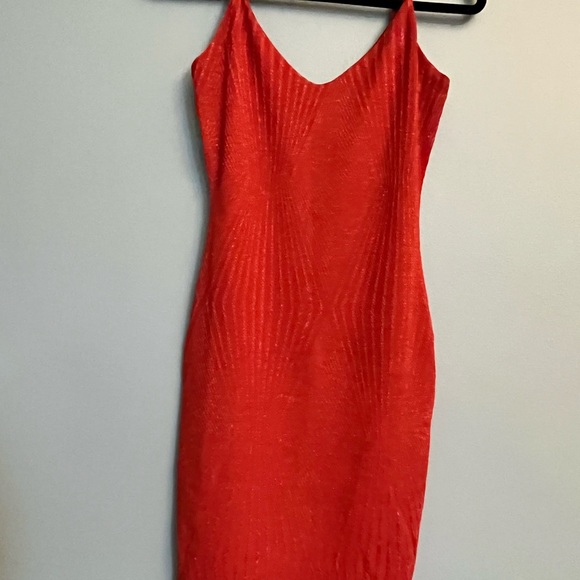 orange sparkle mini bodycon 2000s dress - Picture 4 of 5